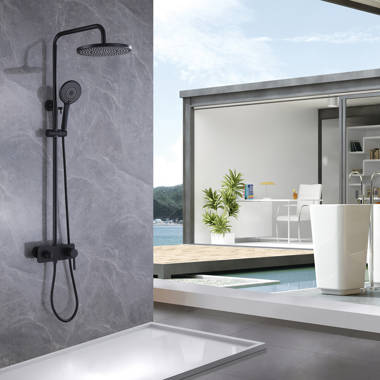 ESNBIA Complete Slide Bar Shower System with 10 Inches Rain Shower